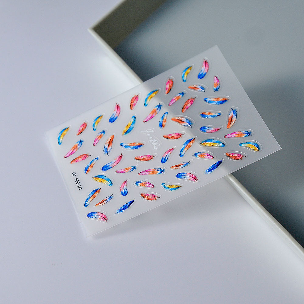 0825 M201- Gradient feathers Embossed Mini sticker 1 Pcs
