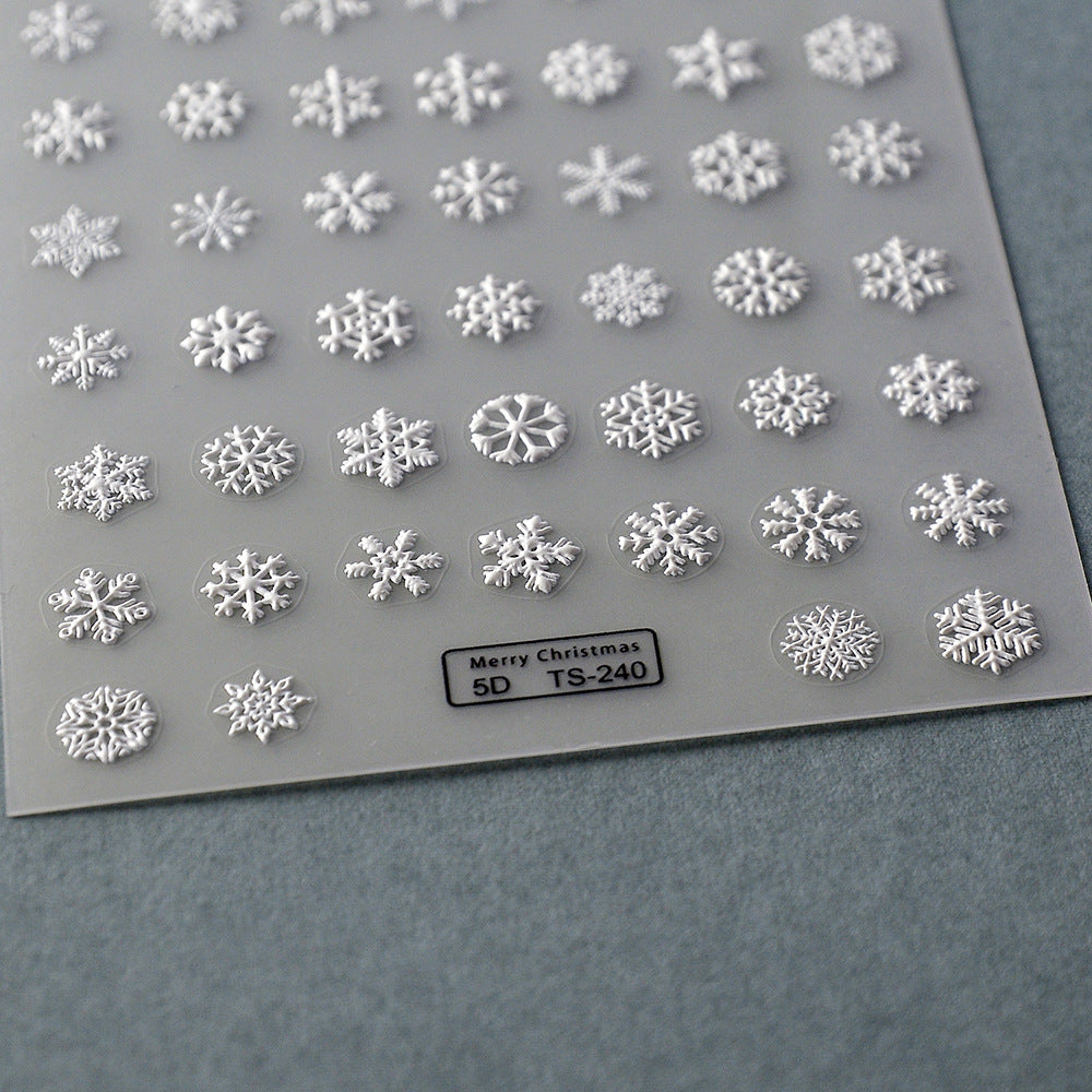 1011 M239- Snowflake Embossed Mini sticker 1 Pcs