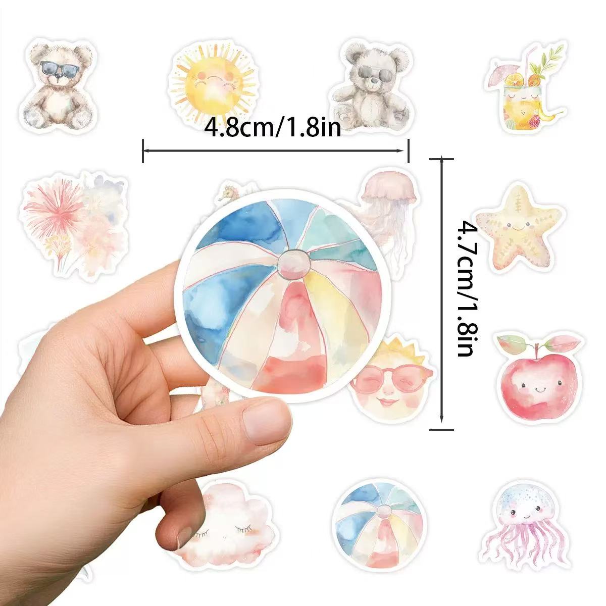 0611 50 Summer doodles Stickers solid with white border