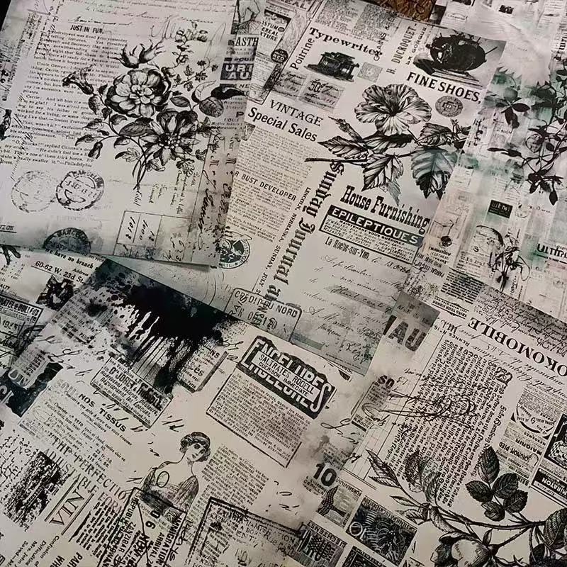 0719 A4 size Vintage black and white Style Paper 3 pcs