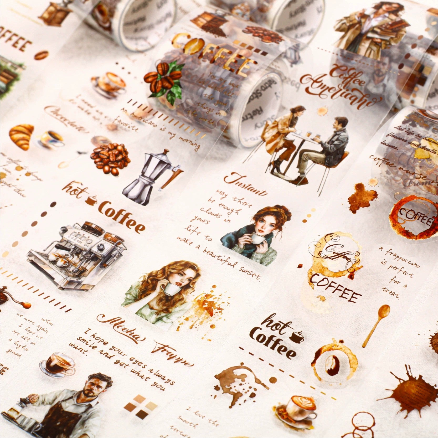 0306 Coffee Town Series PET Tape -5cm*2m