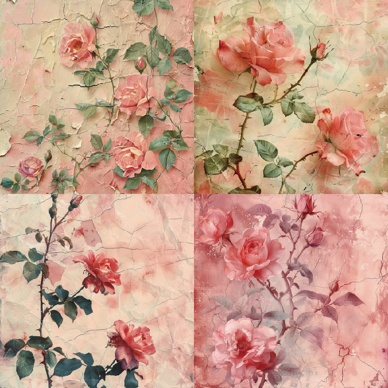 1127 Pink rose background paper R2432A -24Pcs each pack