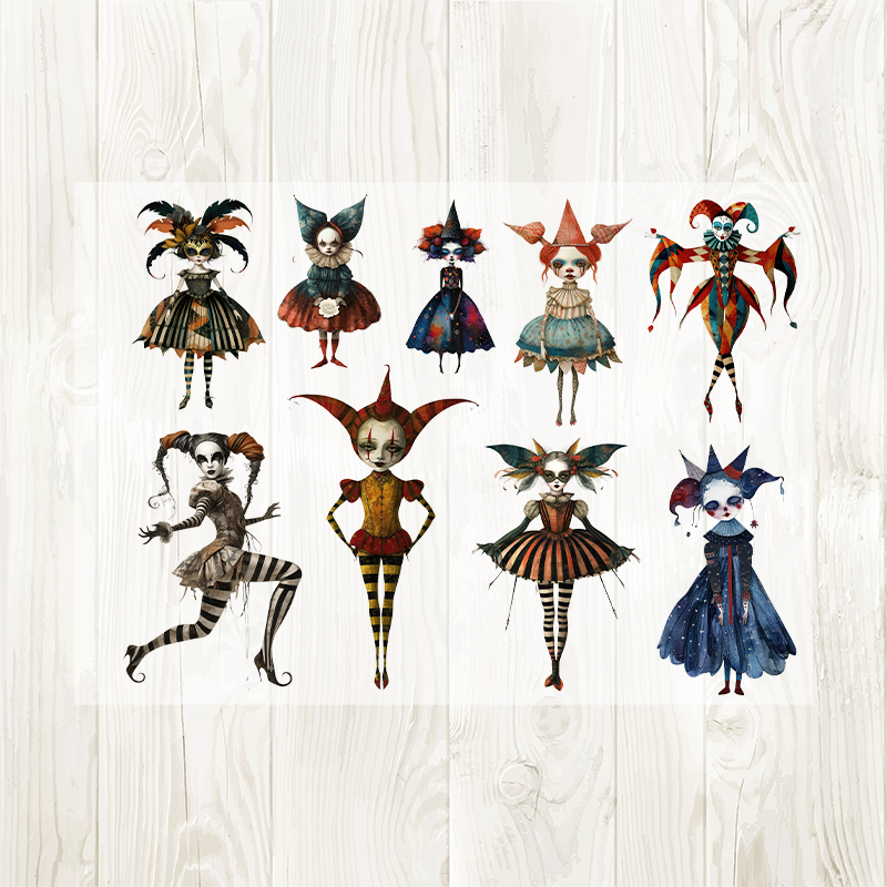 A4 Circus dolls matte PET pre-cut large sticker 1 pack 2 sheets