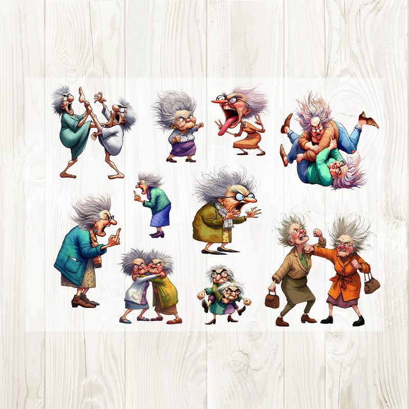 A4 The Fighting Grandma matte PET pre-cut large sticker 1 pack 2 sheets