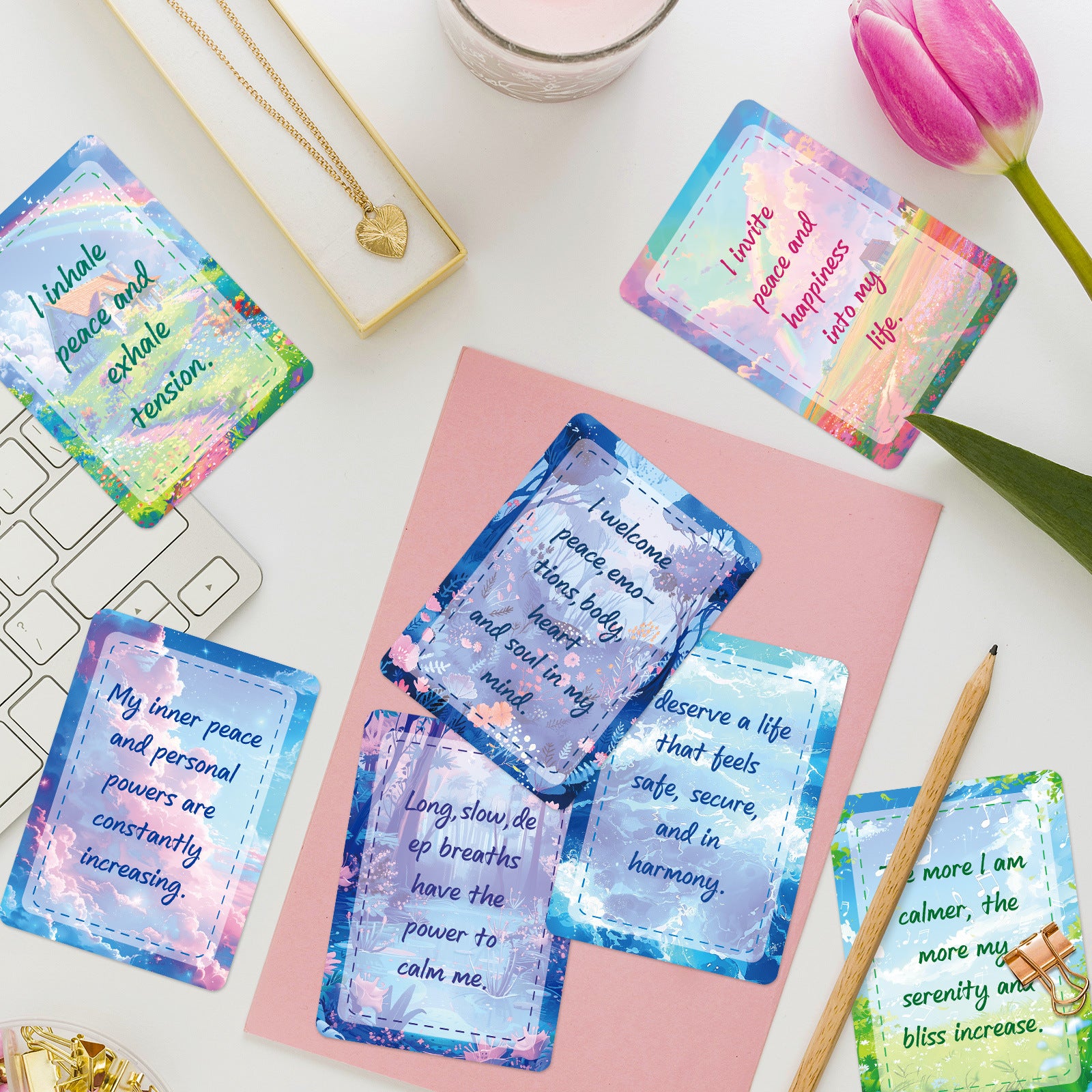 0814 Dreamy color encouragement text card Cards ATC card 50pcs