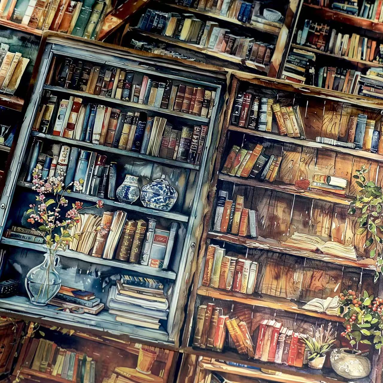 0922 A4 size Vintage library Style Paper 5 pcs