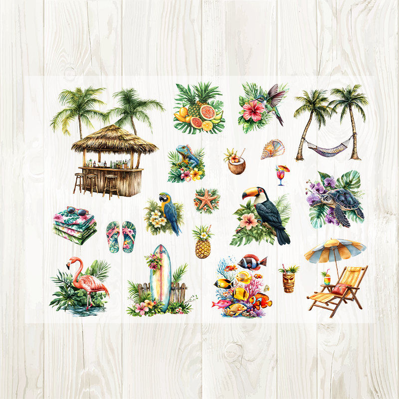A4 Tropical Style matte PET pre-cut large sticker 1 pack 2 sheets