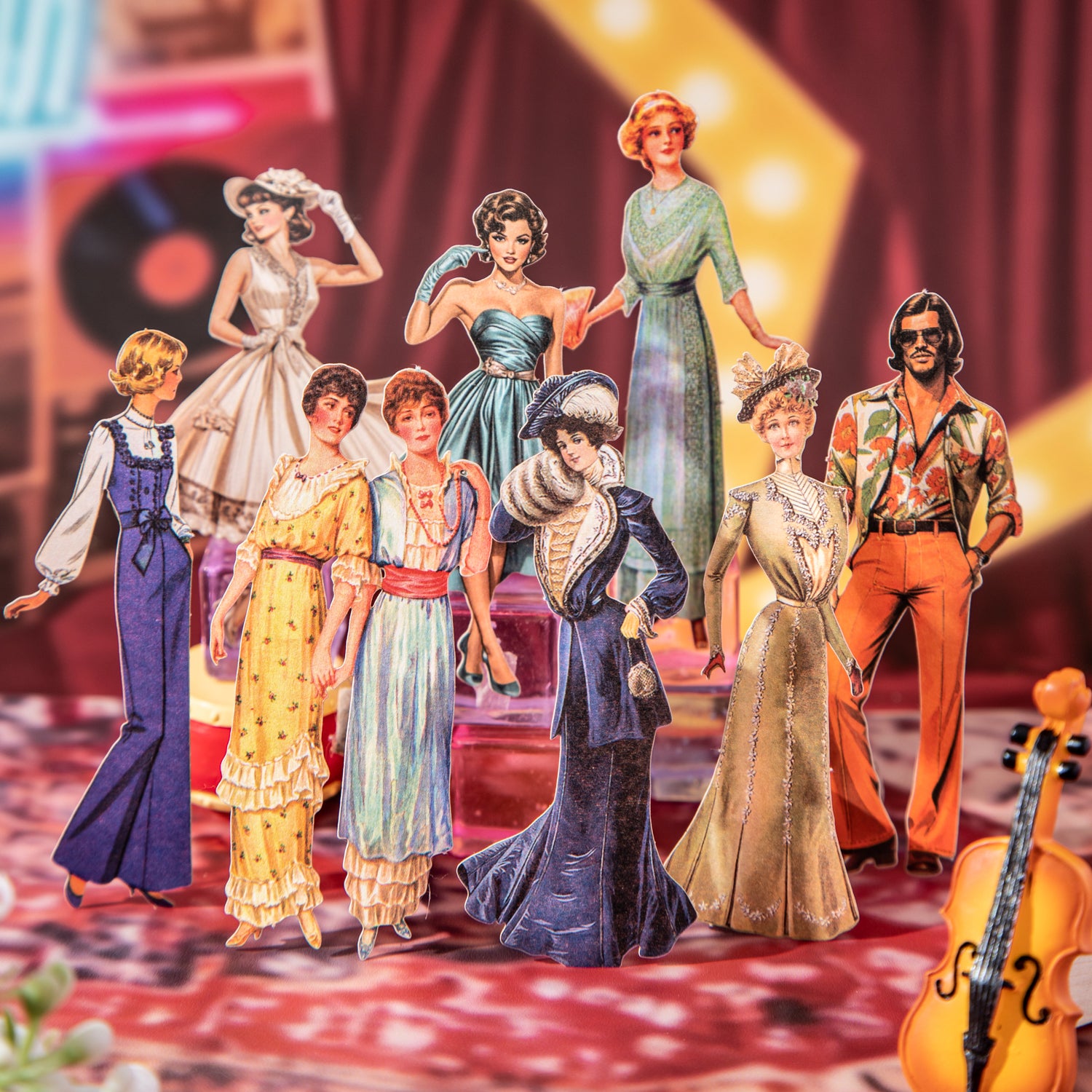 260114 Vintage fashion characters Solid sticker -100Pcs each pack