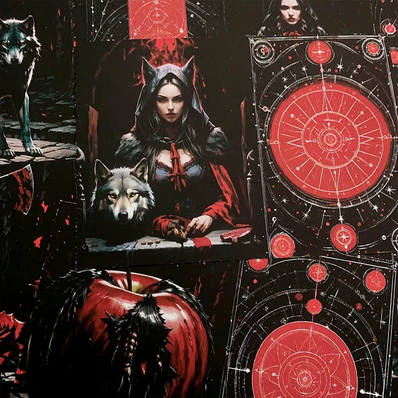 0220 A4 size Gothic red riding hood style paper 3pcs