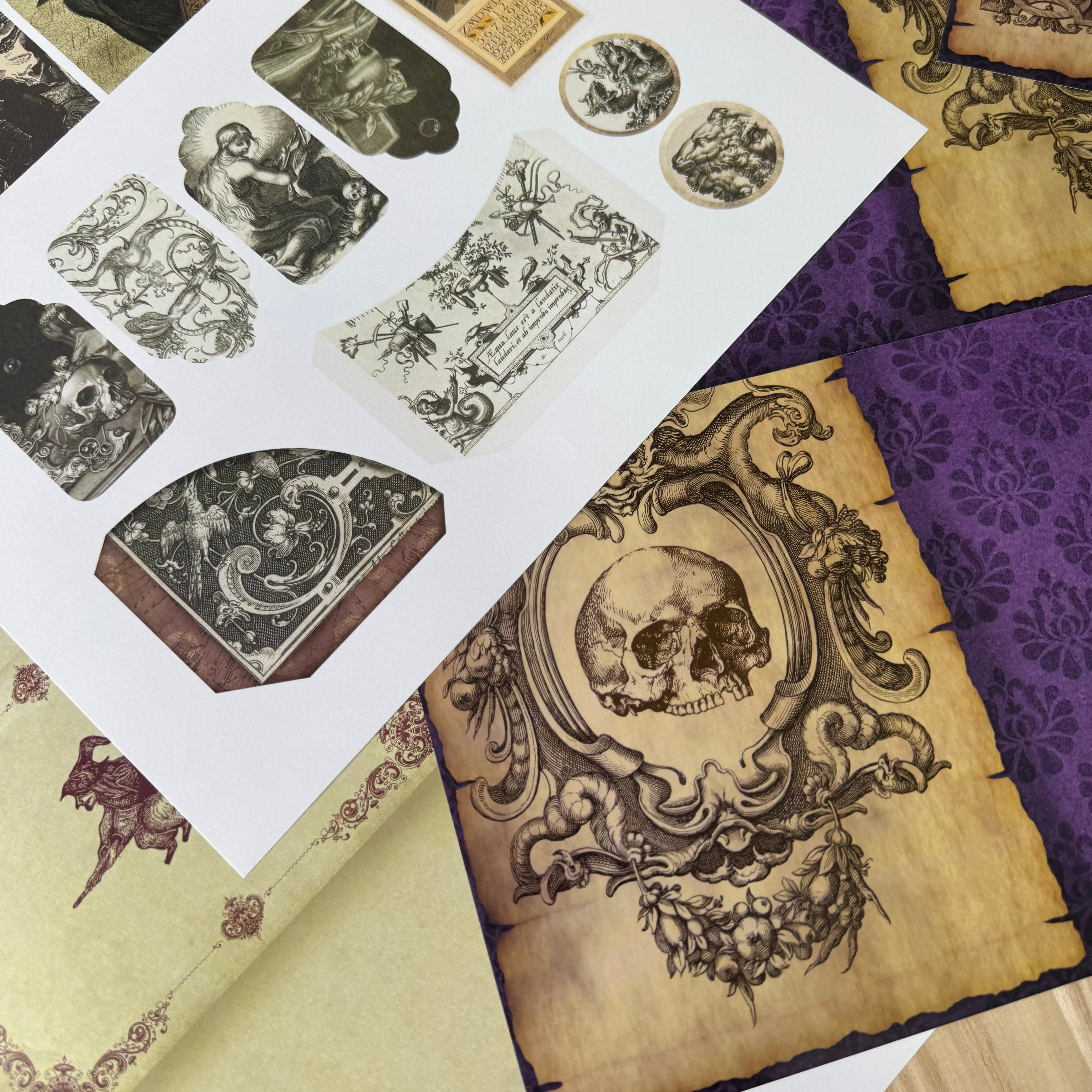 0712 A4 size Vintage Dark magic Style Paper 12 pcs