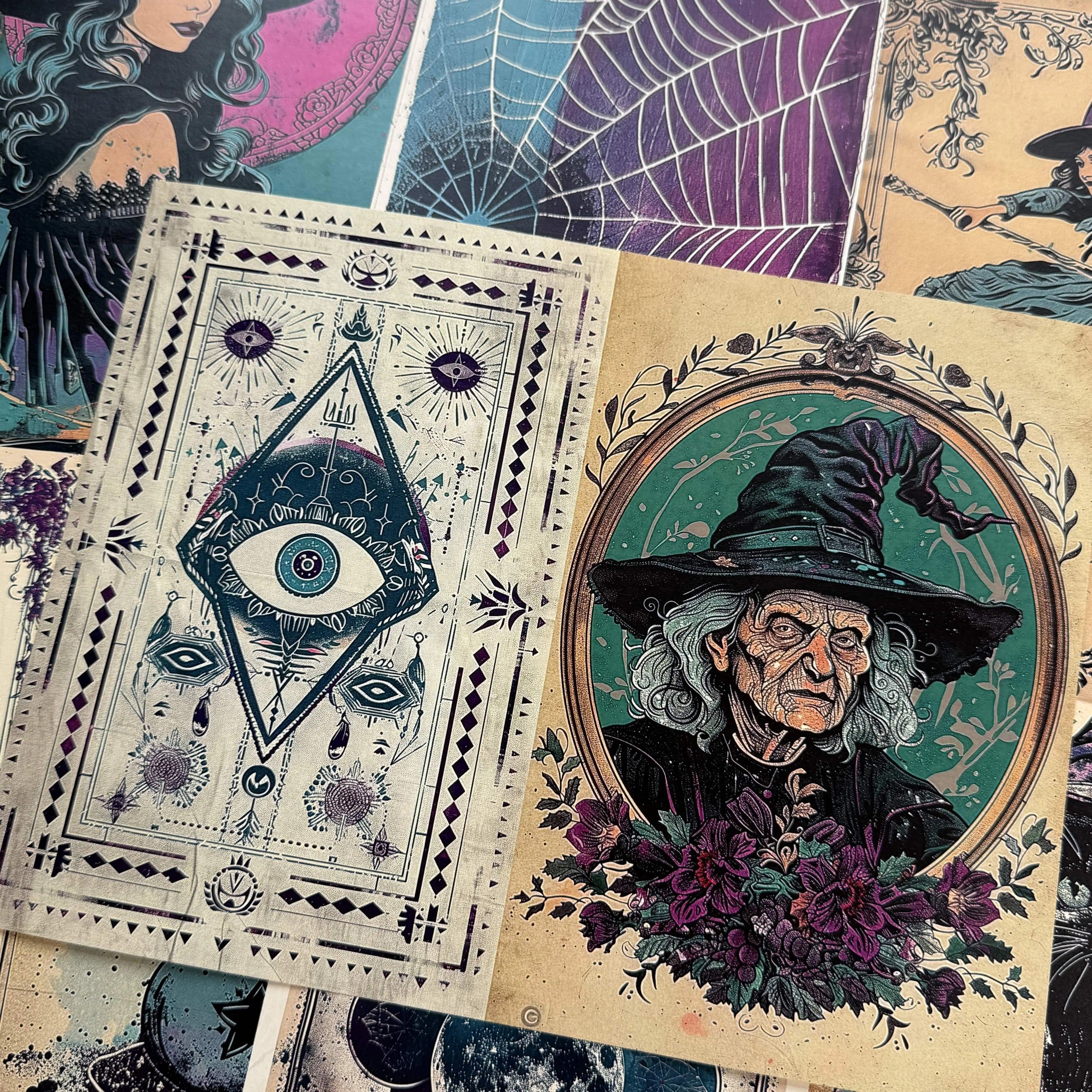 1122 A4 size Gothic Witch Style Paper 9 pcs