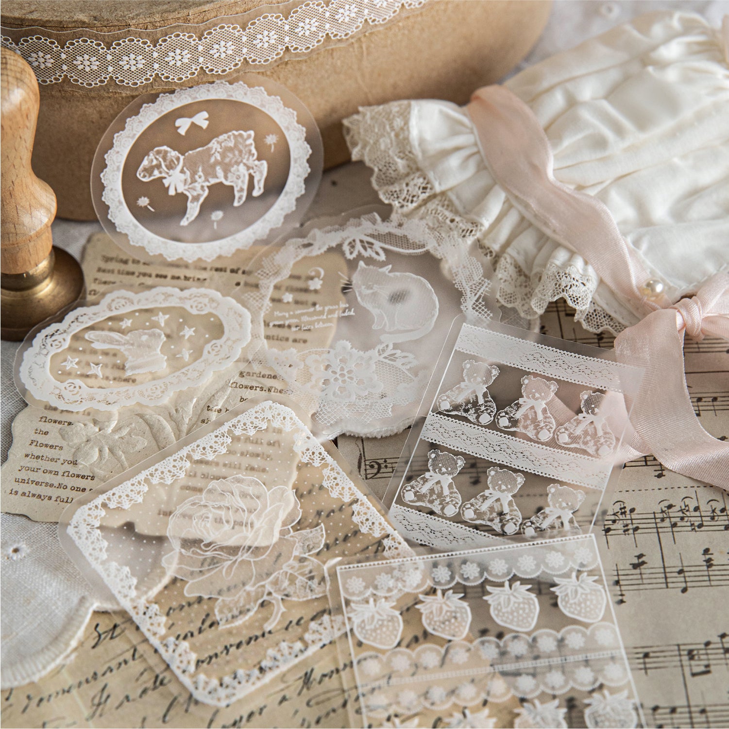 0929 Lace PET Sticker -30Pcs each pack