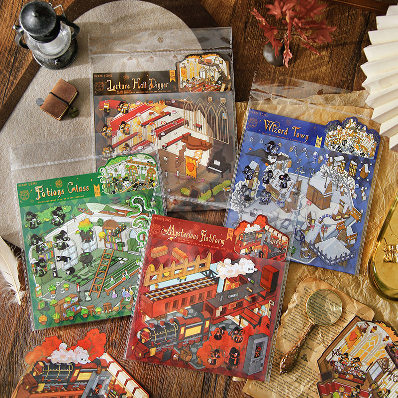 0526 Magic Cat Scene PET Sticker -2Pcs each pack