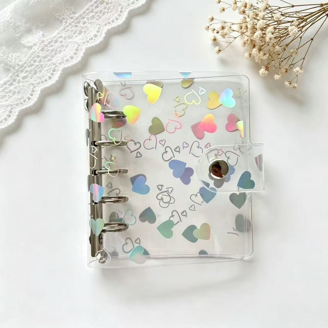 Laser Hearts Binder With Button *not contain insert pages
