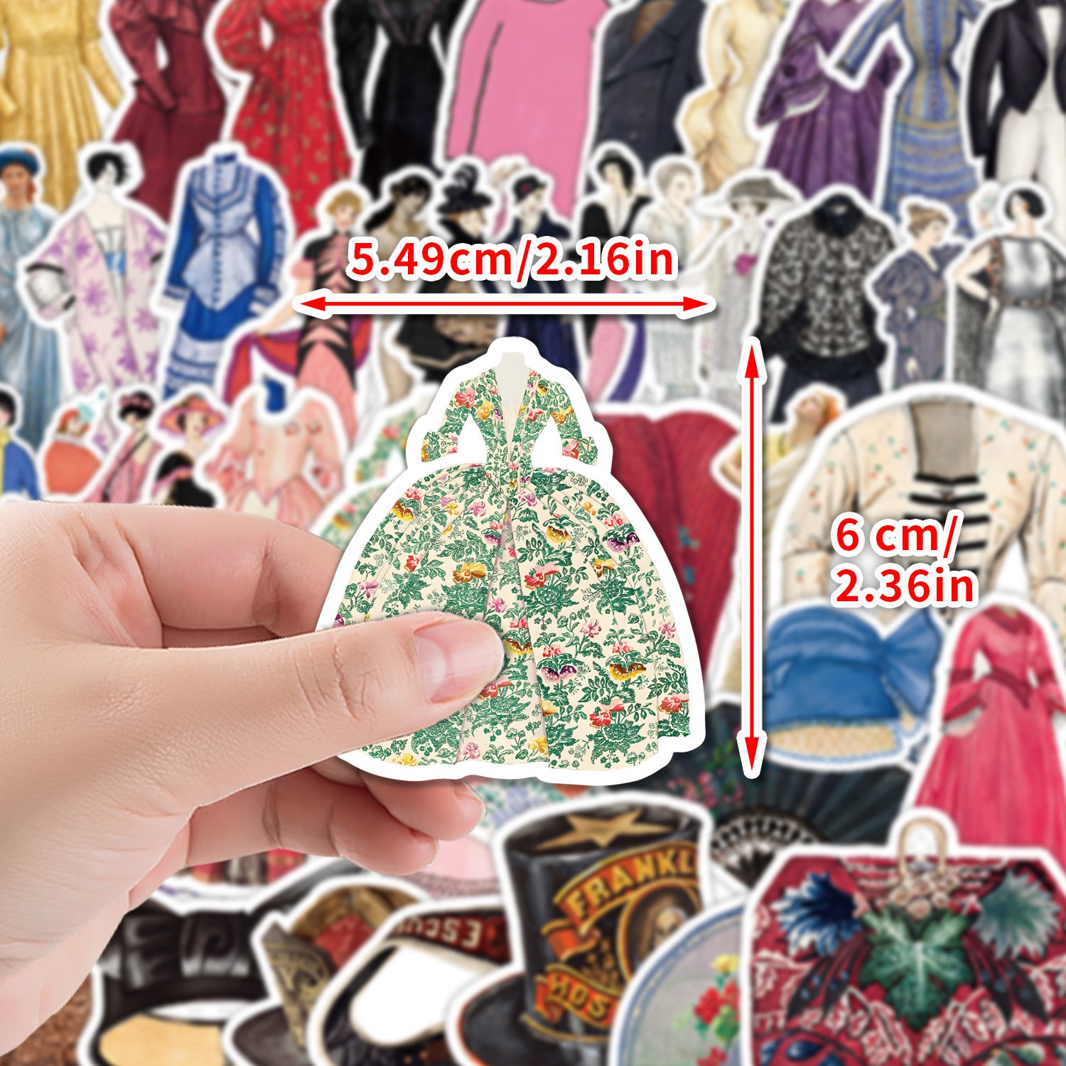 0220 Classical Fashion solid sticker with white border -50Pcs each pack