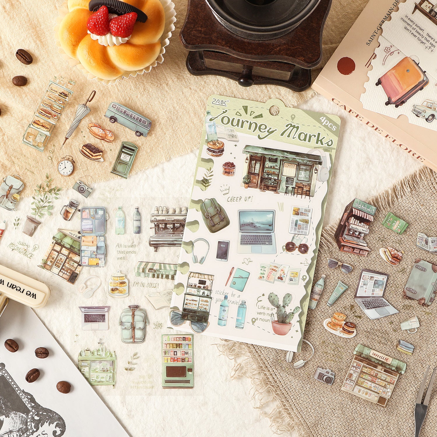 0910 Travel diary PET Sticker -4Pcs each pack