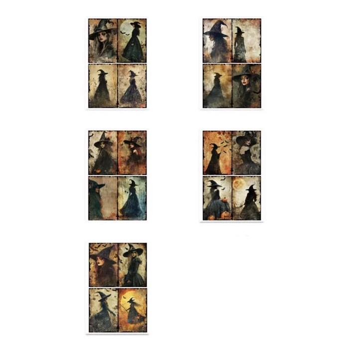 0326 A4 size Gothic Witch Style Paper 5 pcs