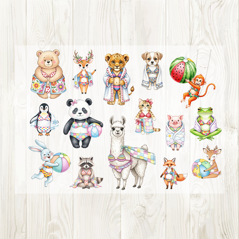A4 Cute Animals matte PET pre-cut large sticker 1 pack 2 sheets
