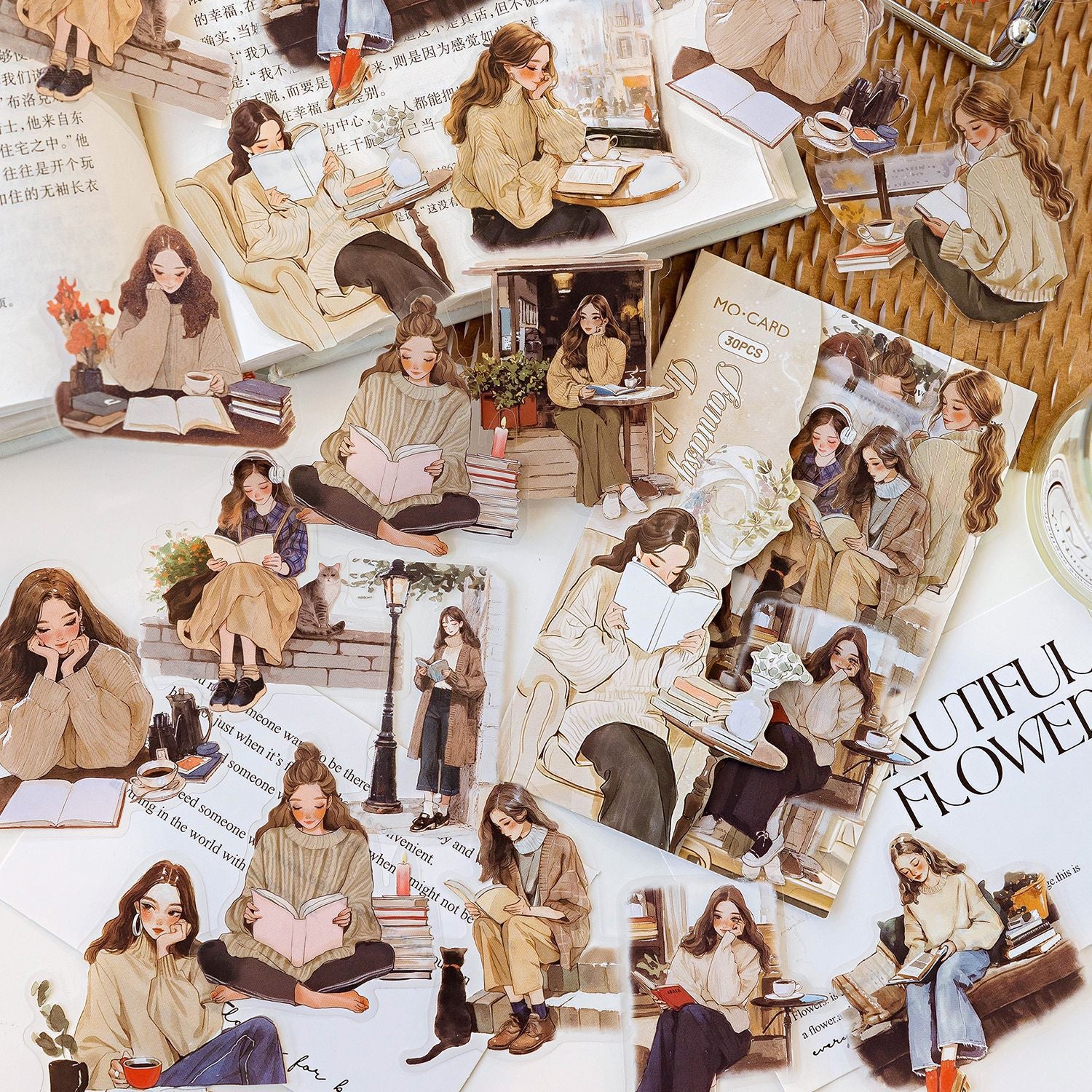 0301 Elegant Reading Series Sticker -30Pcs each pack