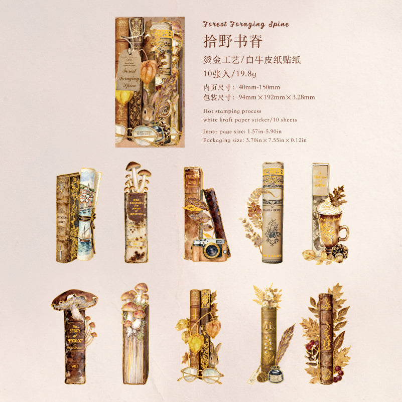 Book Spine Vignettes cardstock sticker -10Pcs each pack