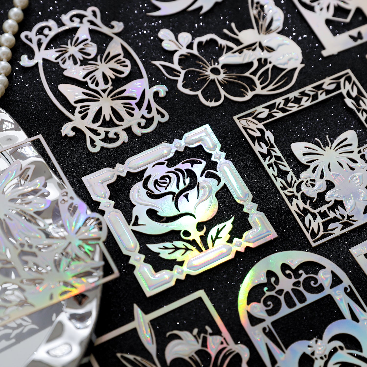 0306 Silver Moon Dream Series Embossed die cut cardstock Sticker -10Pcs each pack