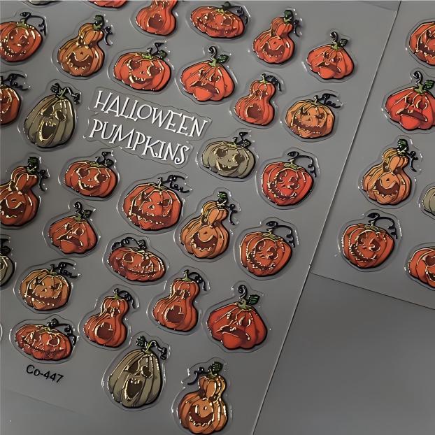 M351- Halloween Pumpkin Embossed Mini sticker 1 Pcs