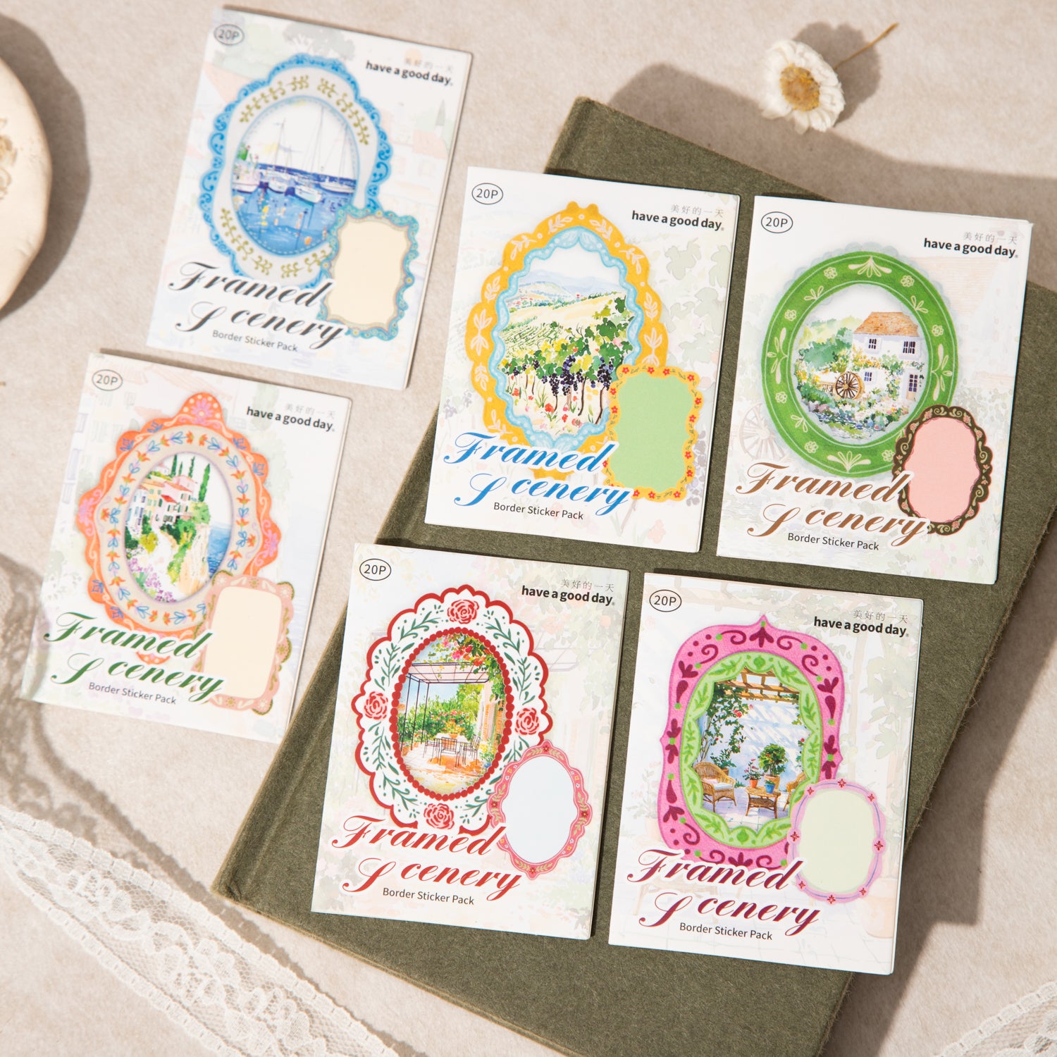 260513 Provencal Floral Border Solid Sticker -20Pcs each pack