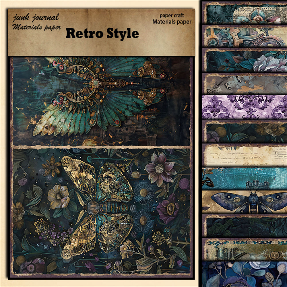 260227 Vintage Shadow Castle Background Paper -12Pcs each pack