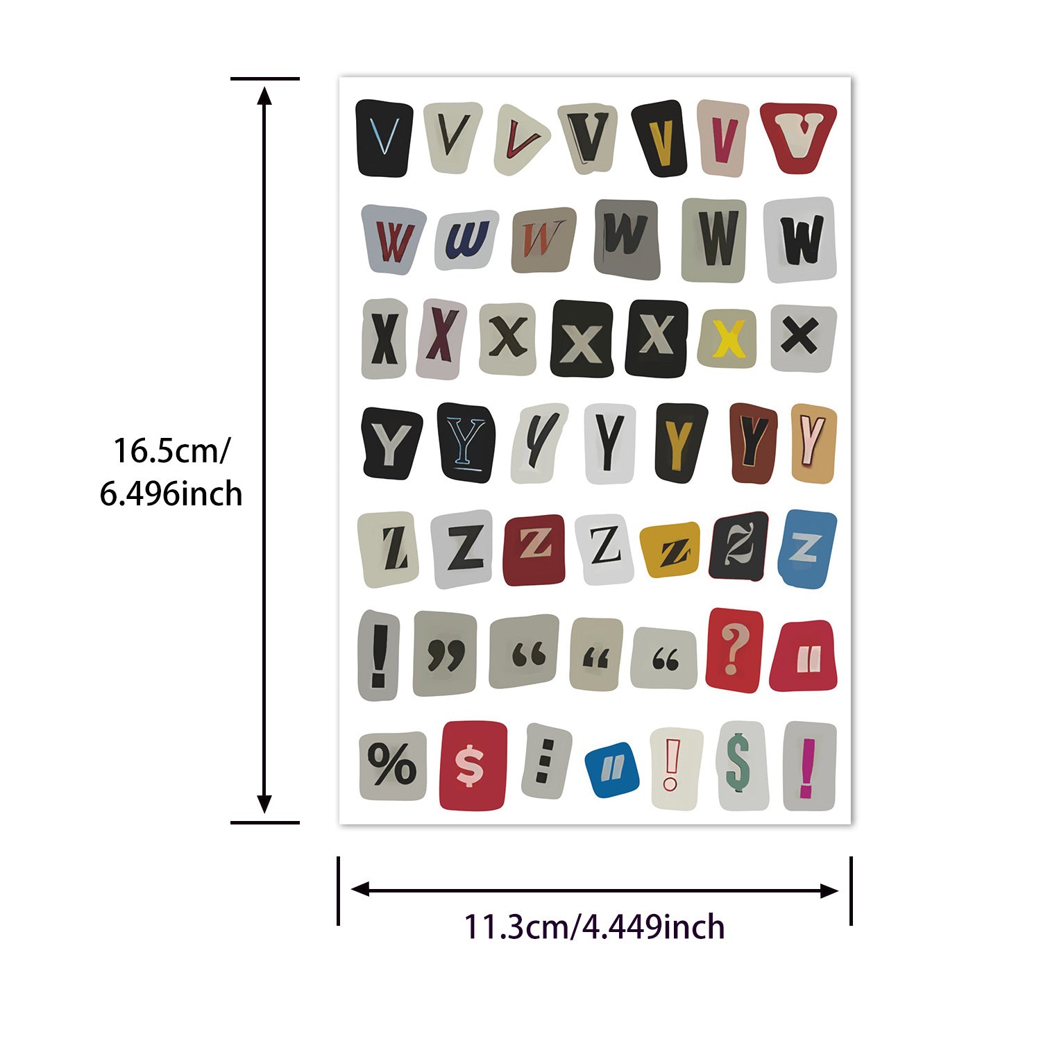 1225 Colorful Watercolor Letters sticker -4Pcs each pack