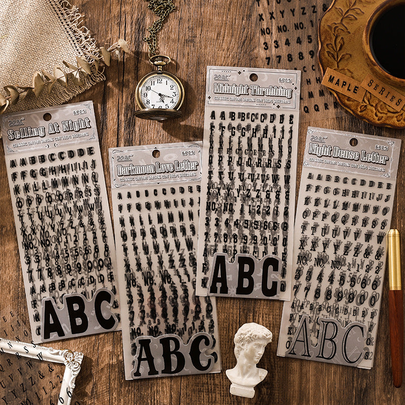 0422 Classic Letters  Series Sticker -6Pcs each pack