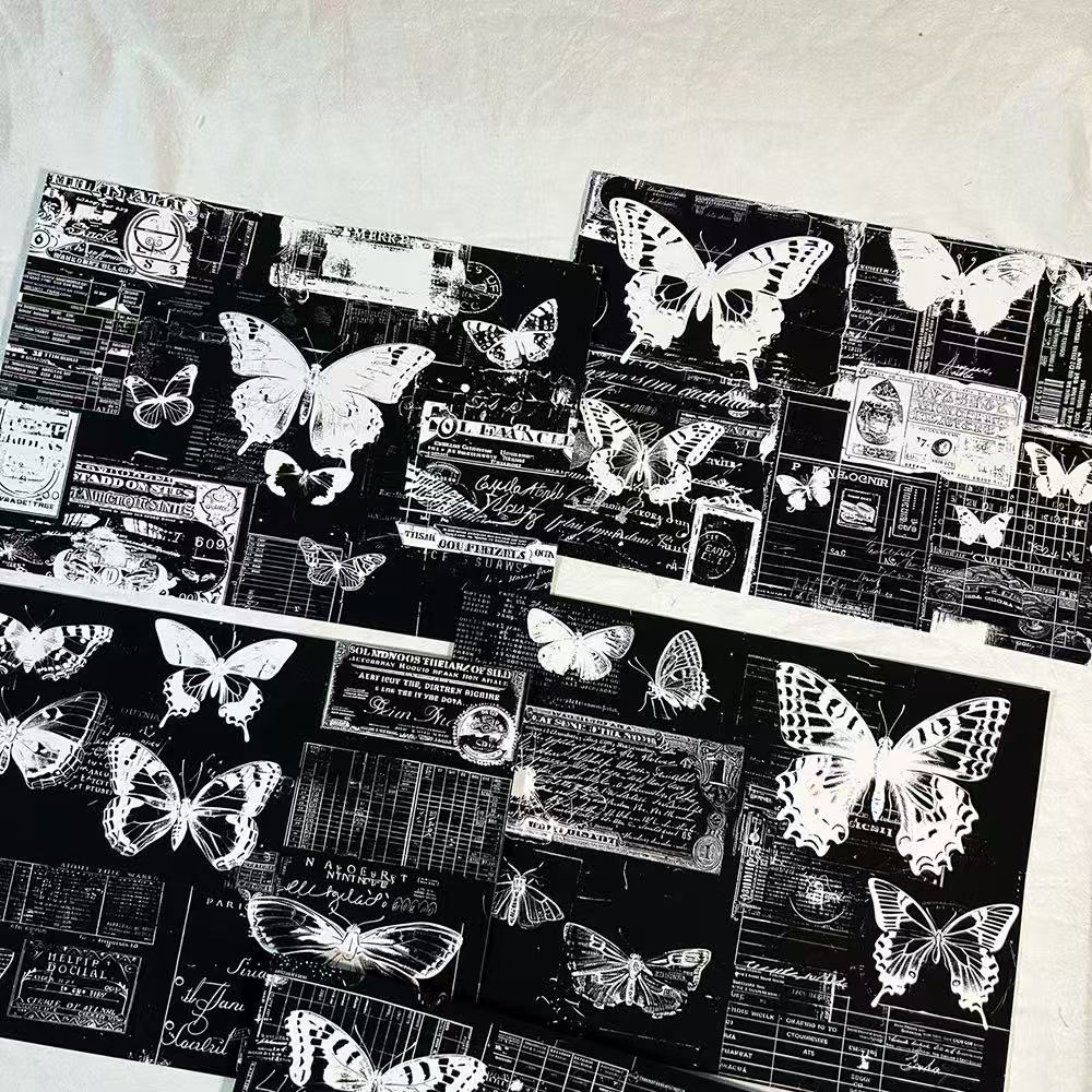 1216 A4 size Black and white butterfly Style Paper 5 pcs