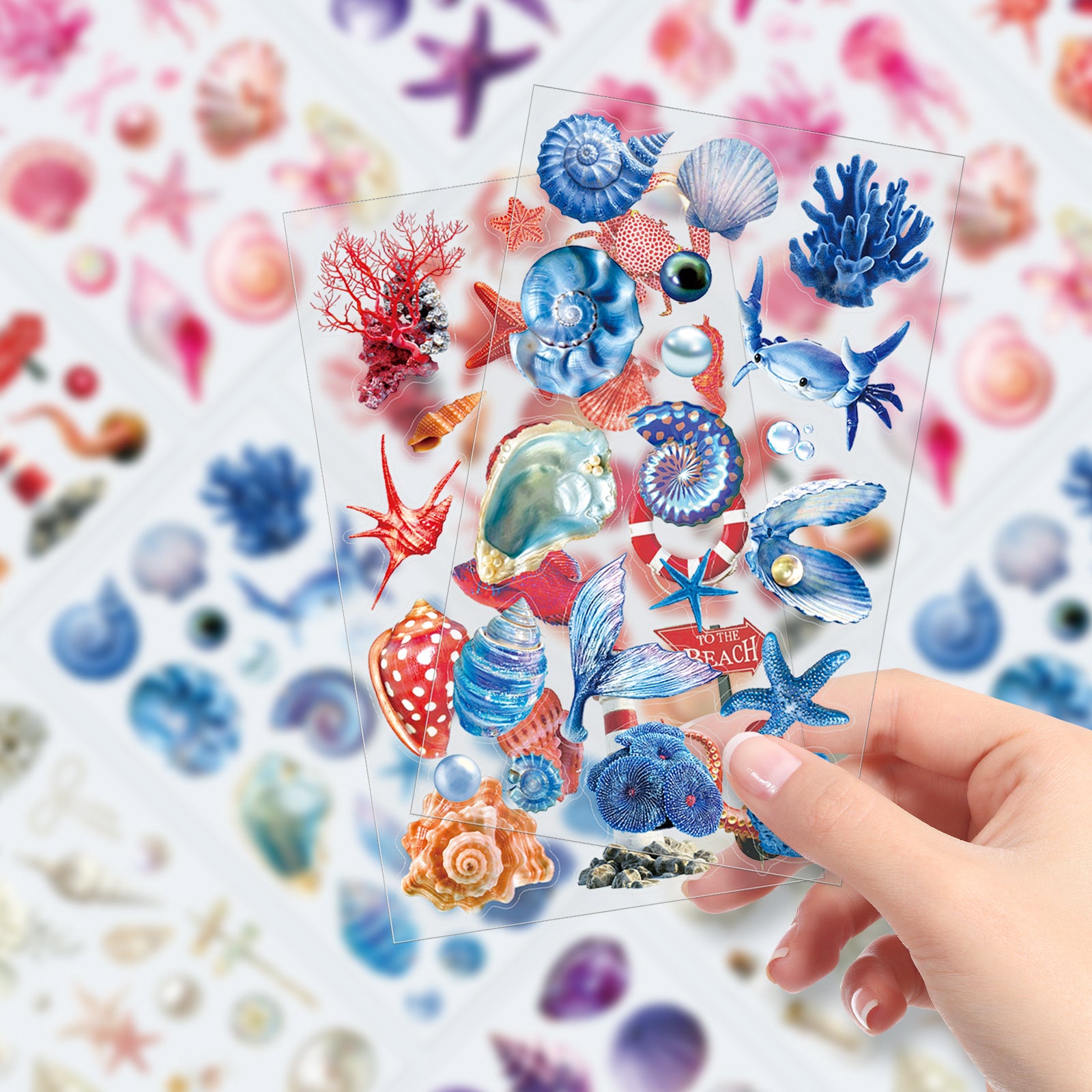 Ocean Pearls and Shells PET Stickers -5Pcs each pack