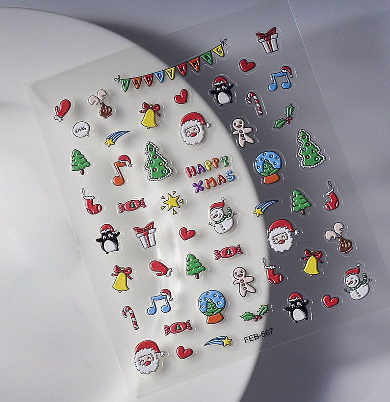 0920 M221- Christmas Embossed Mini sticker 1 Pcs
