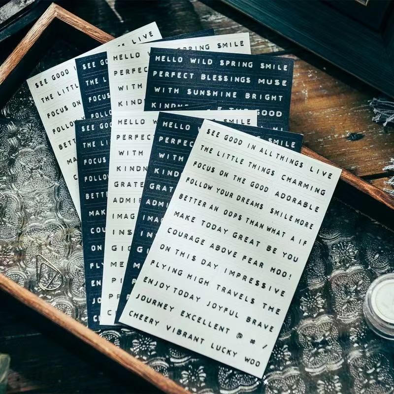 Vintage Art Font Quote Stickers -8Pcs each pack