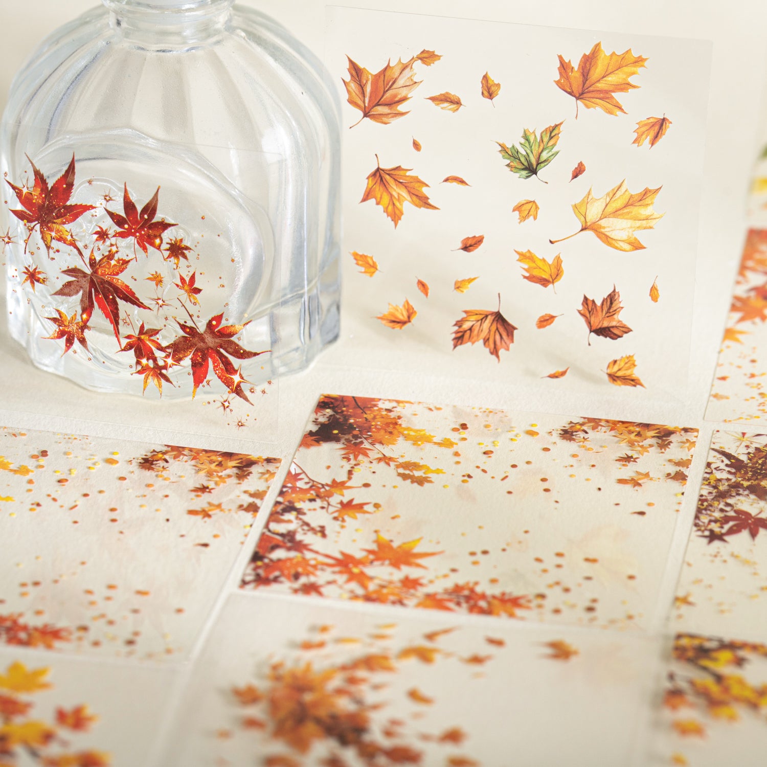 0916 Autumn maple leaves PET Sticker -20Pcs each pack