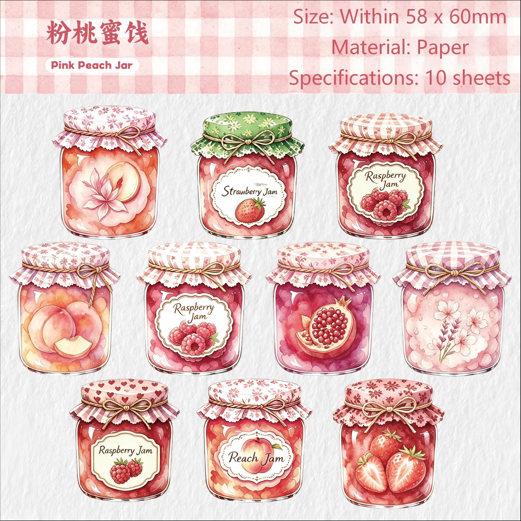 Honey Jar Jam Solid Stickers -10Pcs each pack