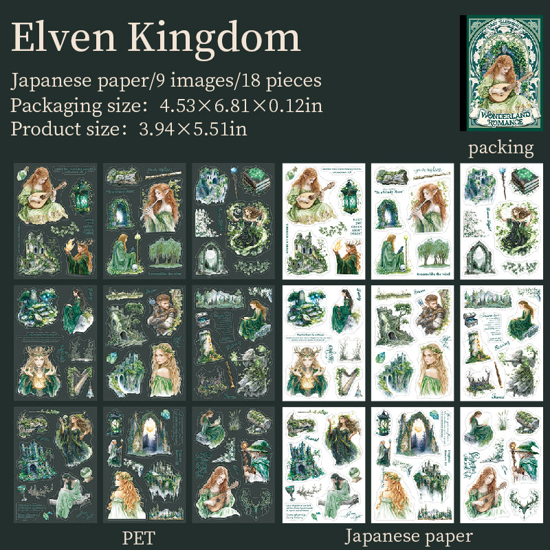 0727 Fairy tale sequel PET & Washi pre-cut Sticker Book -18Pcs each pack