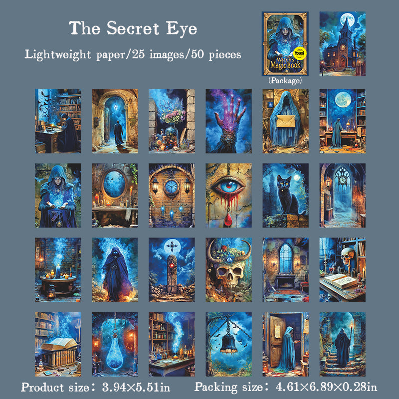 0820 Witch's magic book paper -50Pcs each pack