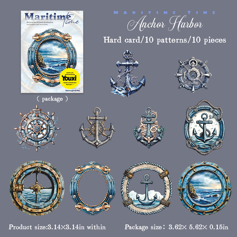 0708 Sailing time cardstock sticker -10Pcs each pack