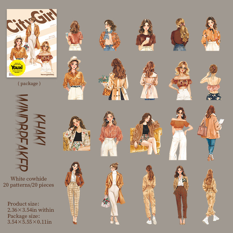 0715 City girl Solid sticker -20Pcs each pack
