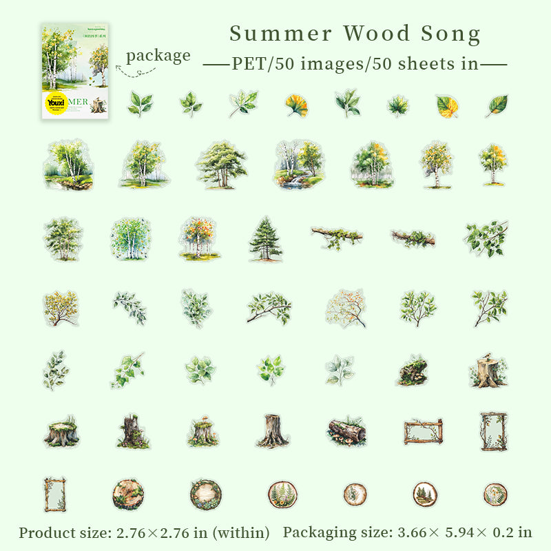 0812 Four seasons of trees PET Sticker -50Pcs each pack