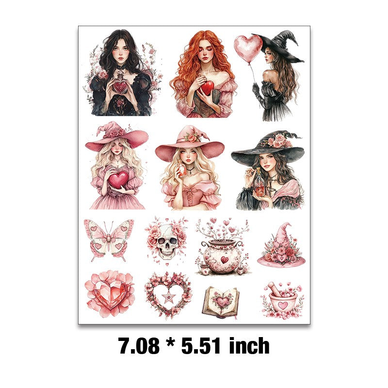 E-200- Love Witch Embossed sticker 1 Pcs