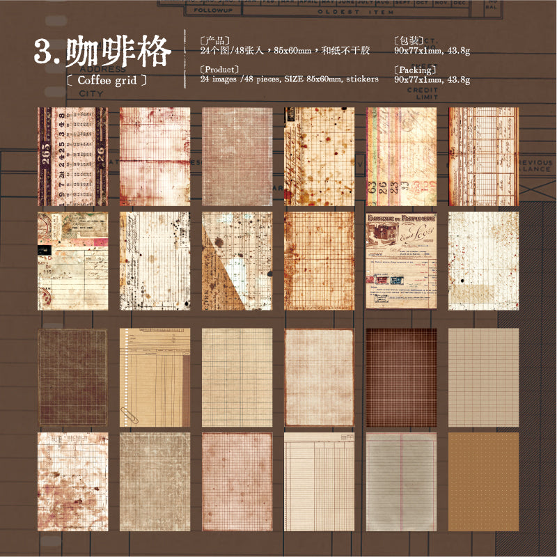 260314 Old Bills Washi Sticker Book -48Pcs each pack