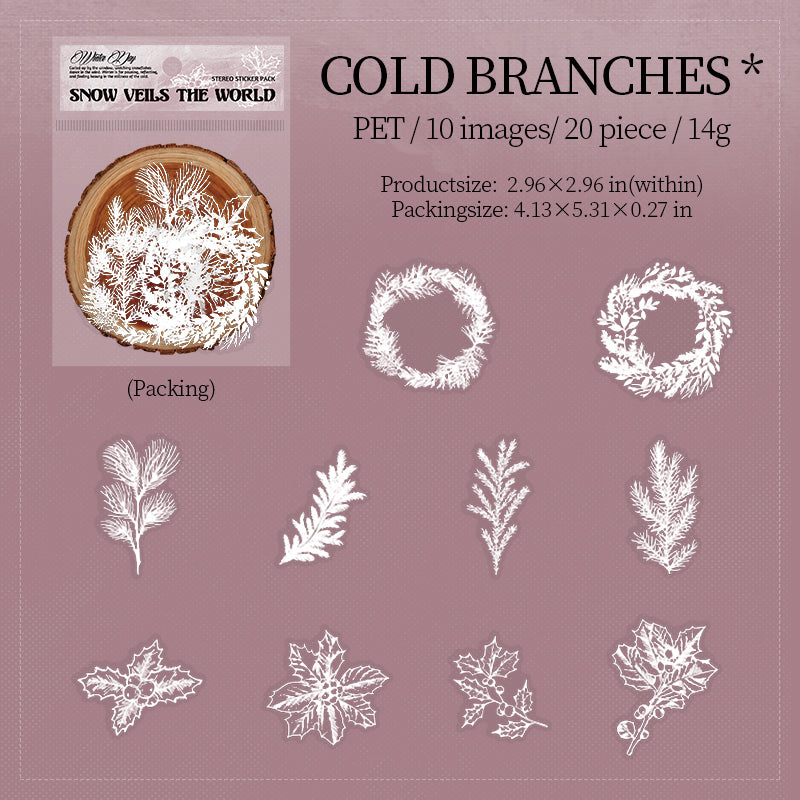 1129 Snow veils the world PET sticker -20Pcs each pack