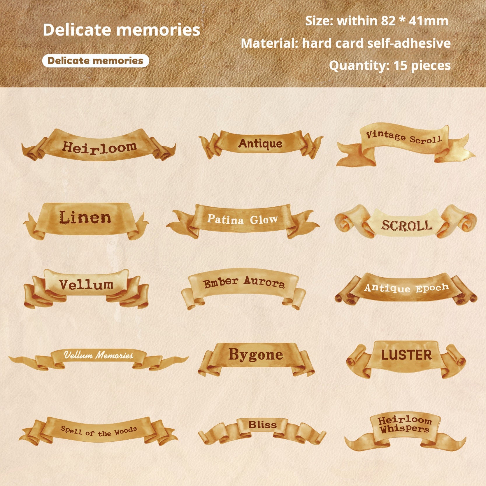 1231 Scroll sticker -15Pcs each pack