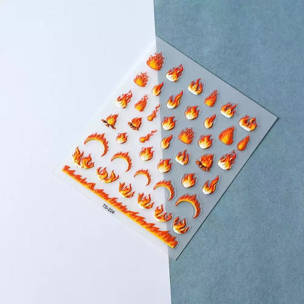 0531 M102- Fire Embossed Mini sticker 1 Pcs