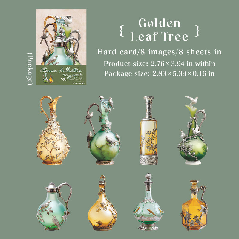 260102 Vintage bottle cardstock sticker -8Pcs each pack