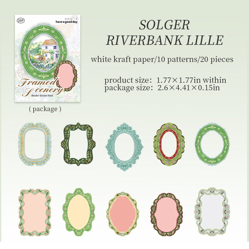 Provencal Floral Border Solid Sticker -20Pcs each pack
