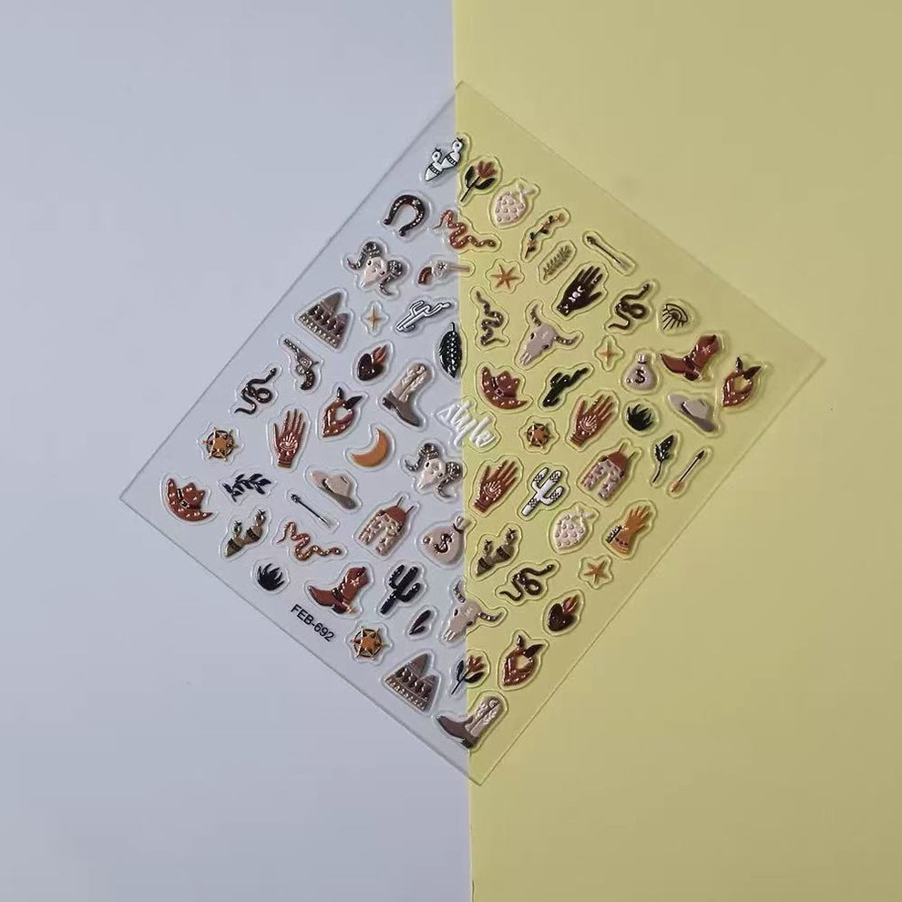 Western World Embossed Mini Stickers – 1 Sheet – Goodiesforsoul