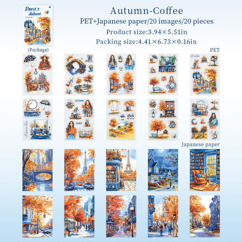 0916 Autumn in paris PET & Washi Sticker book -20Pcs each pack